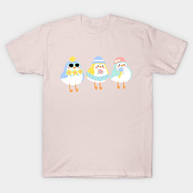 Target Birds Summer Cute Art T-Shirt by Sweetums Art Shop